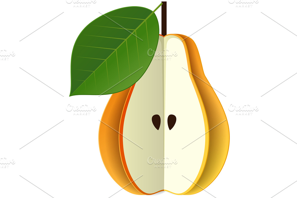 Pear half fruit vector food, a Food Illustration by SiberianArt