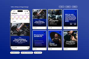 Gym Coach Service - Instagram Post, a Social Media Template by Izdihaar_Studio