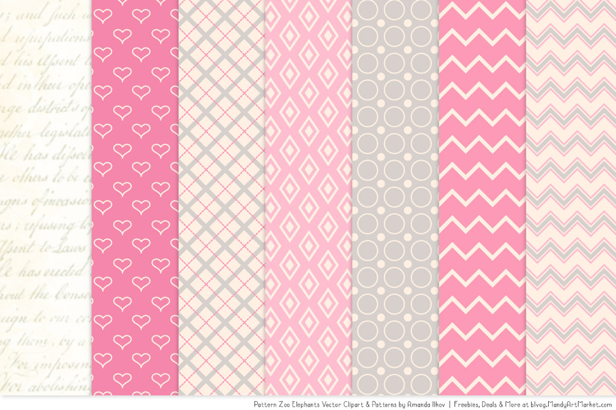 Elephants Clipart & Patterns in Pink, an Illustration by Amanda Ilkov (Photo 4 of 4)