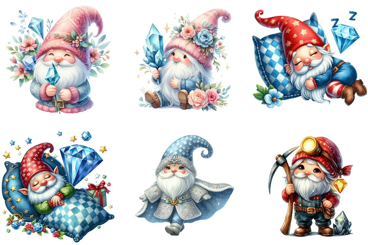 Diamond Gnome Sublimation Clipart, an Illustration by DreamArtGraphic (Photo 2 of 7)
