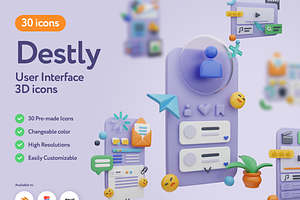 Destly Interface 3D Icons