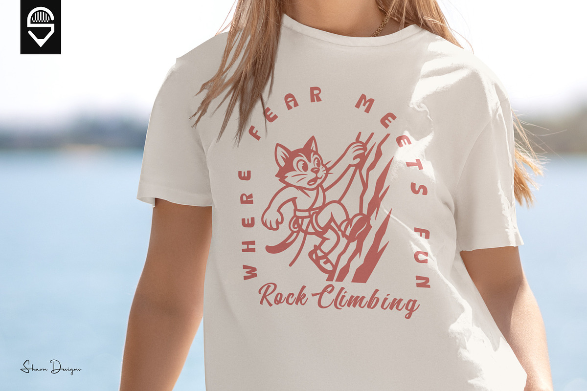 Cute Rock Climbing Cat T-shirt, a Graphic by shaondesigns (Photo 3 of 5)