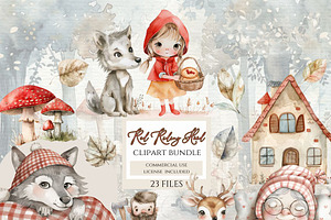 Little red riding hood watercolor, an Education Illustration by Invite to Clipart