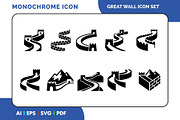 Great Wall of China Icons Set Black, a Solid Icon by Fontmine Studio (Thumbnail 1 of 3)