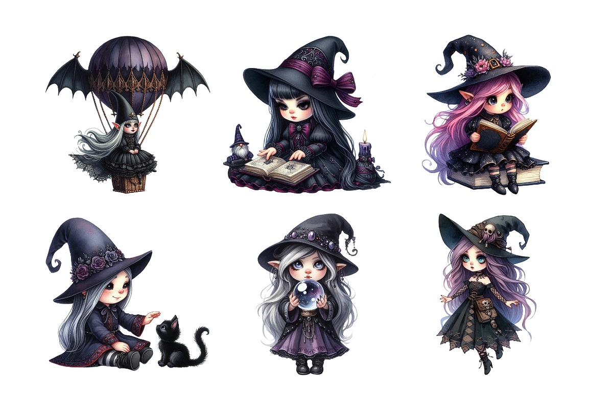 Gothic Girl Gnomes Clipart, an Illustration by Daily.Designs (Photo 5 of 5)