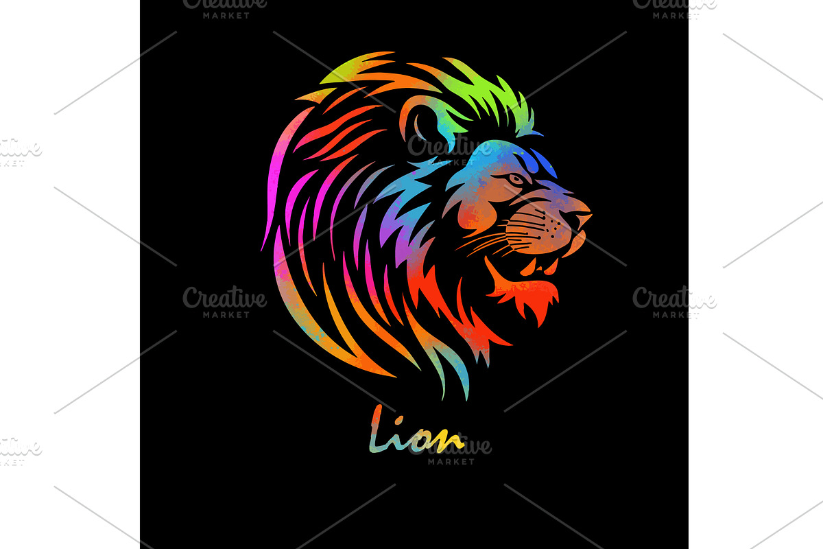 Lion head on black background, an Animal Illustration by Nenahliadava Design