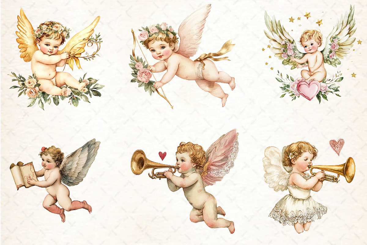 Vintage Cupid Clipart, an Illustration by DreamCafeArt (Photo 3 of 7)