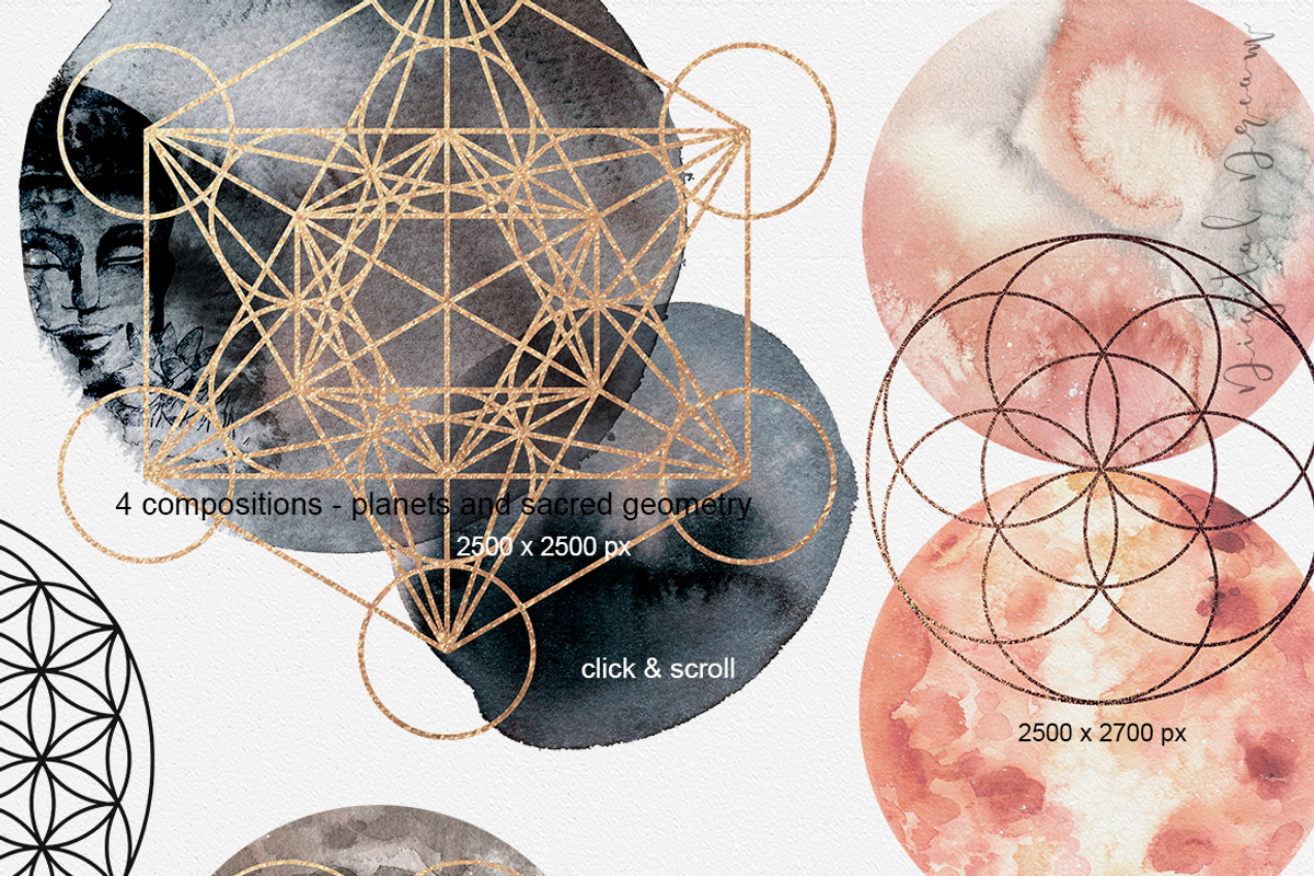 Planets, moon & sacred geometry, an Illustration by DigitalDream (Photo 11 of 13)
