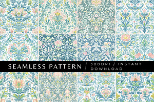 12 Springtime Damask Seamless Patter