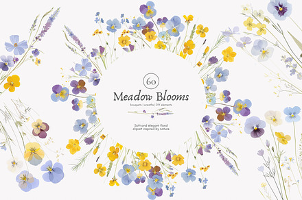 watercolor meadow flowers clipart, a Decorative Illustration by Patishop Art