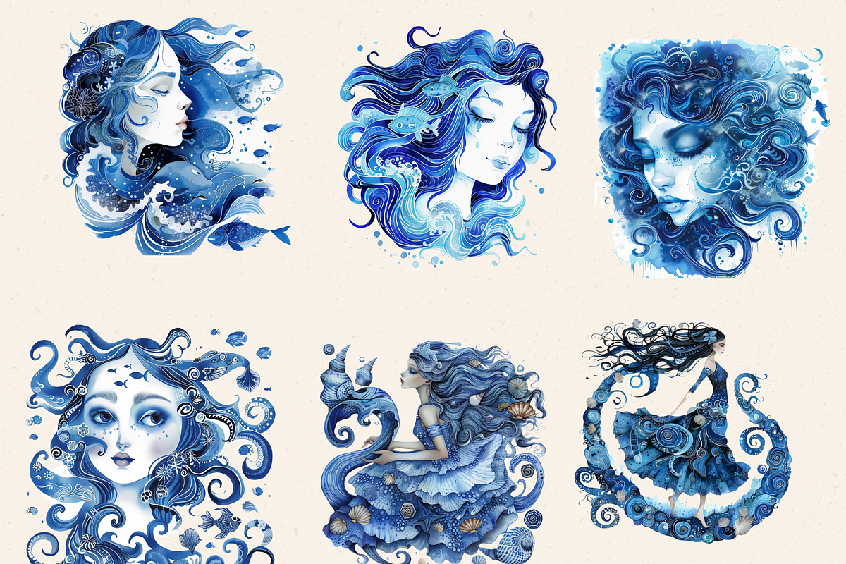 DEEP SEA FAIRY FANTASY CLIPART, a Person Illustration by Daring Digies (Photo 4 of 9)
