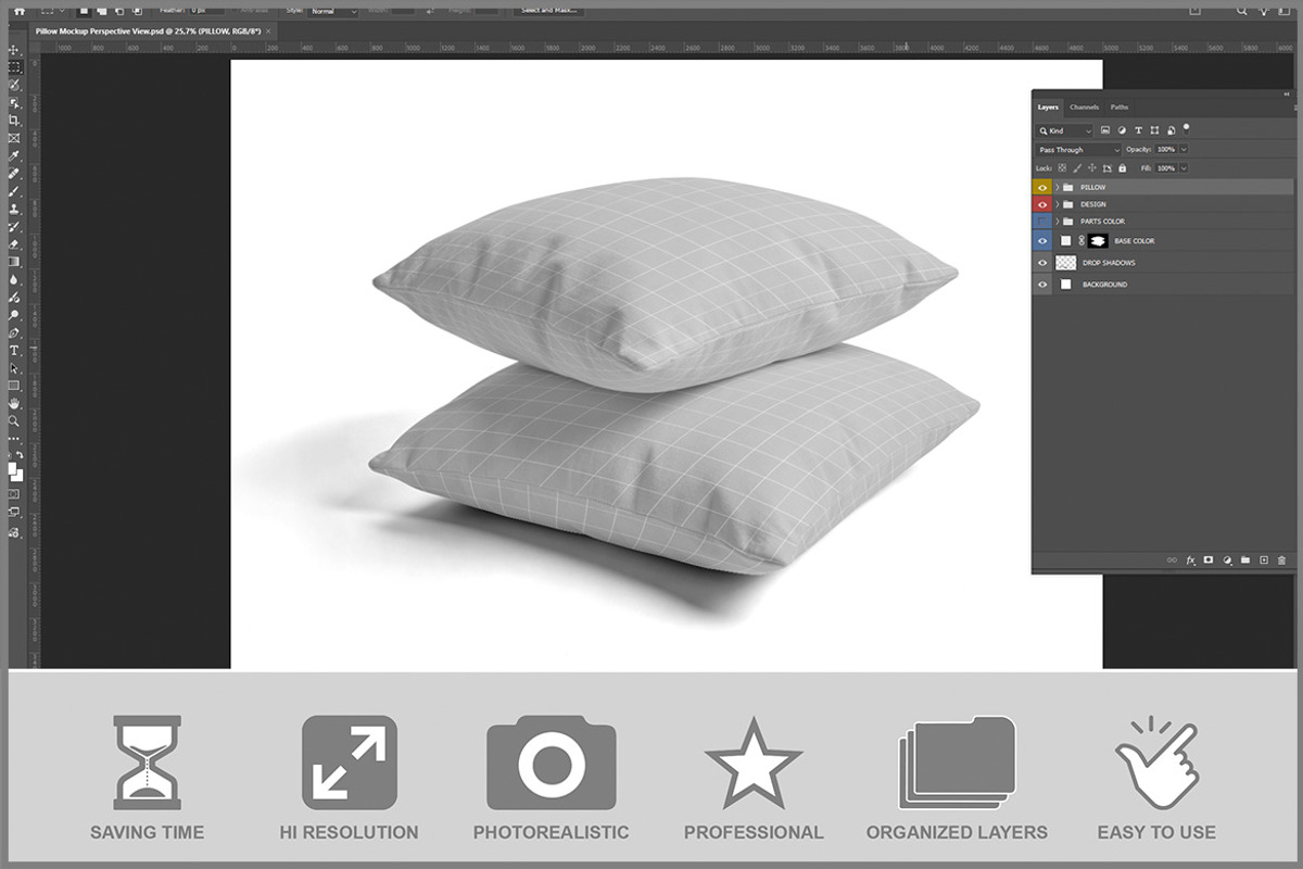 Pillow Perspective View PSD, a Household Mockup by Bruno's Shop (Photo 2 of 3)