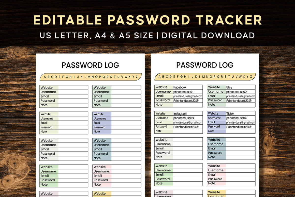 Editable Password Tracker, a Stationery Template by Graphicsnext (Photo 1 of 5)