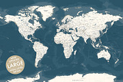 Vector World Map - Large&Detailed, a Decorative Illustration by PorcuPen Works (Thumbnail 1 of 8)