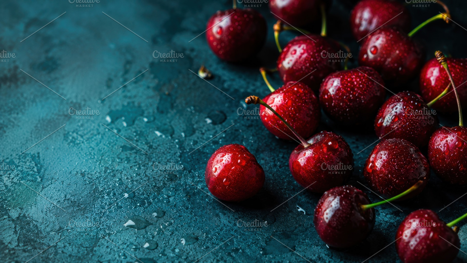 Fresh cherries on a dark surface, a Photo by Beautiful things