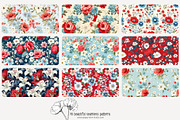 70 red/blue floral seamless pattern, a Pattern Graphic by Poppy Lane Studio (Thumbnail 5 of 10)
