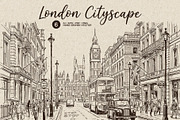 London Cityscape Hand-Drawn Vector, a Decorative Illustration by Alara Studio (Thumbnail 1 of 8)