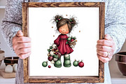 Whimsical Christmas Girl Clipart, a Seasonal Illustration by fashionaddict (Thumbnail 7 of 7)