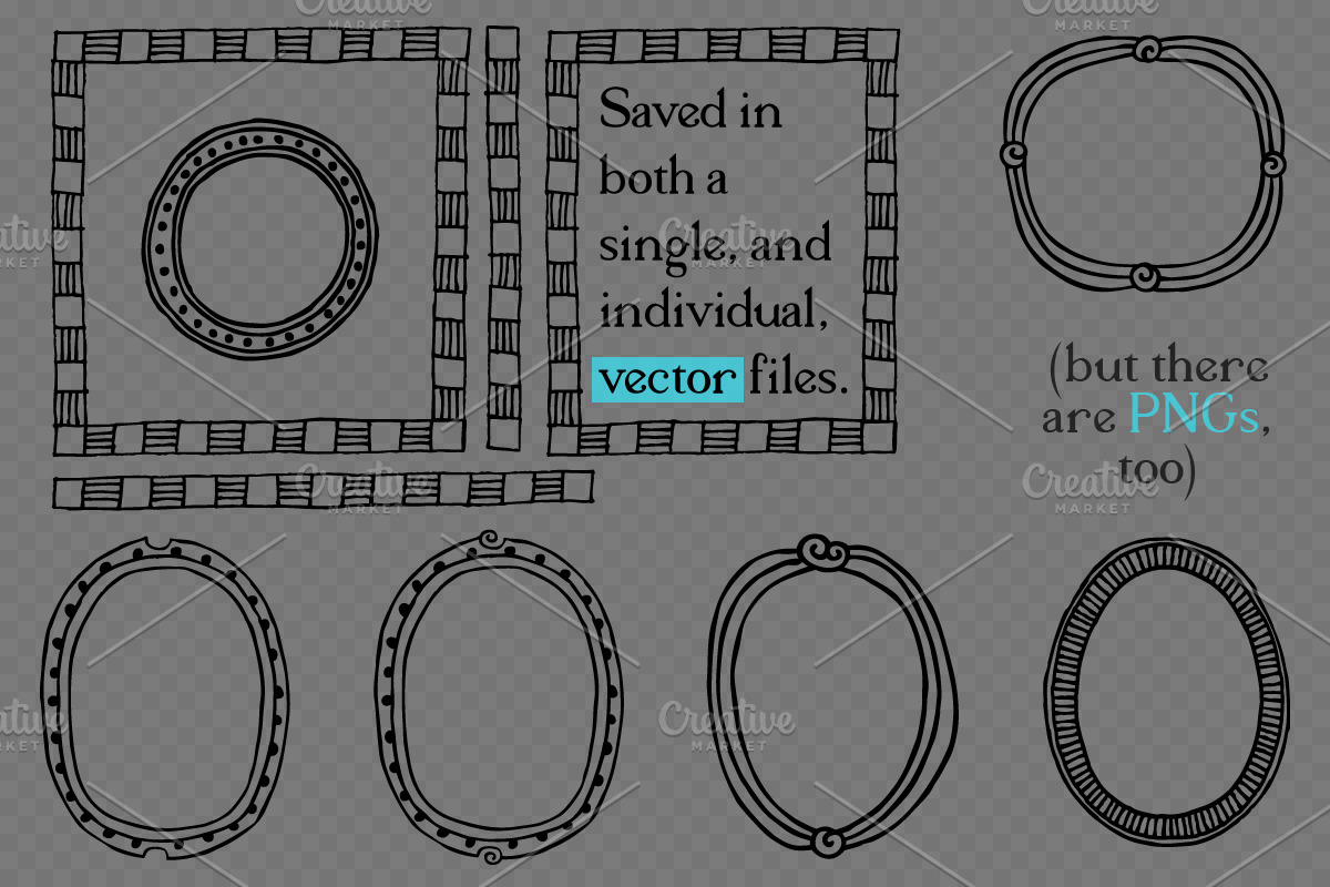 7 Hand Drawn Vector & Bitmap Frames, an Illustration by Penina (Photo 2 of 2)
