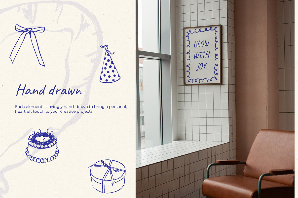 Whimsical Birthday line art, a Decorative Illustration by Yuliia Lashevska (Photo 8 of 11)