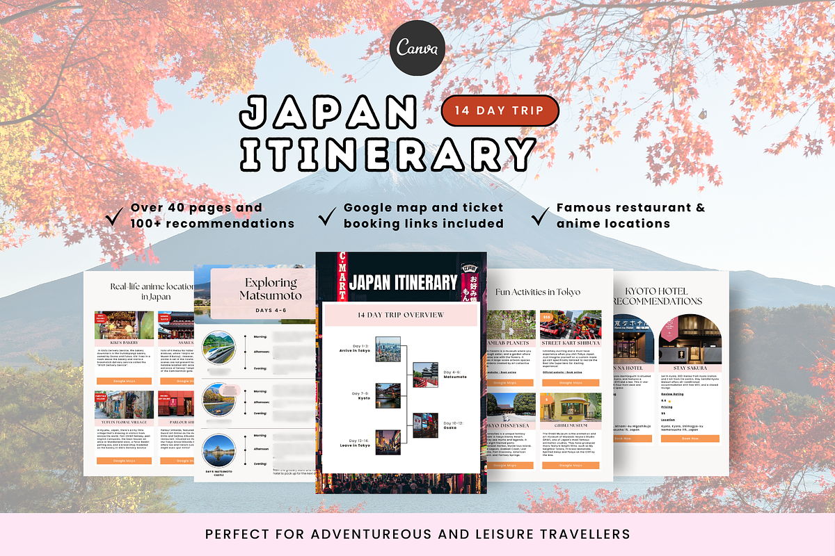 14 Day Canva Japan Itinerary, a Templates & Theme by GlamWebDesigns (Photo 1 of 9)
