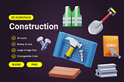 Construction 3D Icon Pack, an Object 3D Model by Bartama Graphic (Thumbnail 1 of 2)