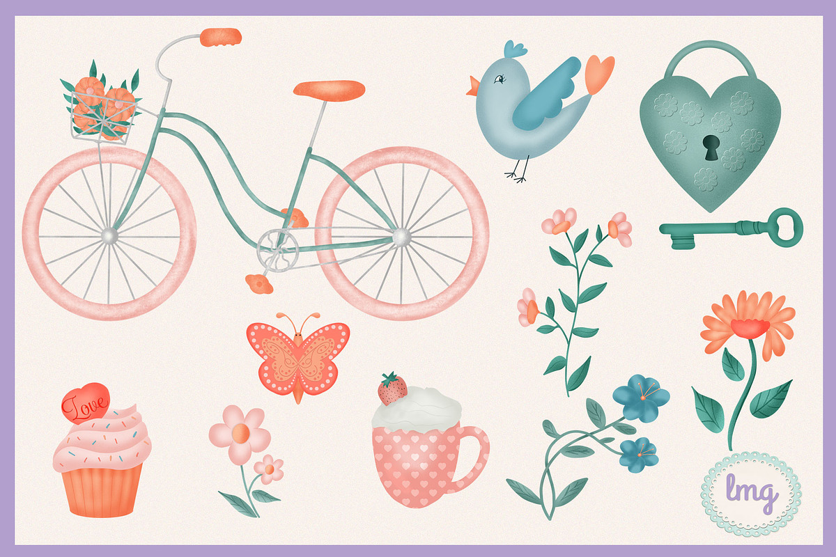 Valentine Love Digital Clip Art, an Illustration by Lavender Mint Graphics (Photo 2 of 5)