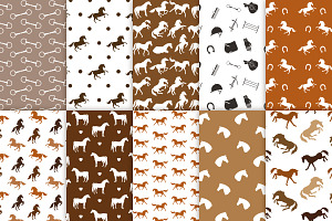 Equestrian Seamless Patterns Set