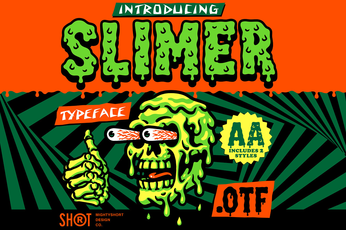 Slimer Typeface, a Font by MightySHORT (Photo 1 of 3)