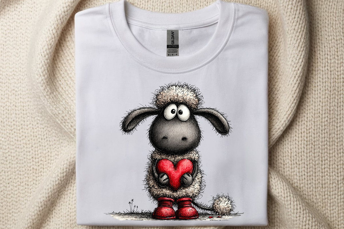 Funny Valentine Sheep Clipart Bundle, an Illustration by SinaCreation (Photo 5 of 11)