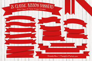 Red Ribbon Banner Clipart, an Illustration by Amanda Ilkov