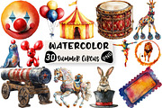 Watercolor Summer Circus Clipart, an Illustration by Black Bird Studio (Thumbnail 1 of 6)