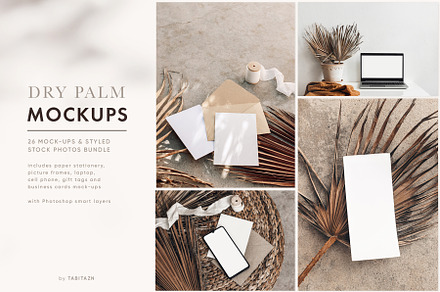 Dry Palm mockups & stock photos, a Print Template by Tabita's shop