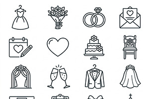 40 Vector Wedding Planner Icon Set, an Outline Icon by adenpinkstore
