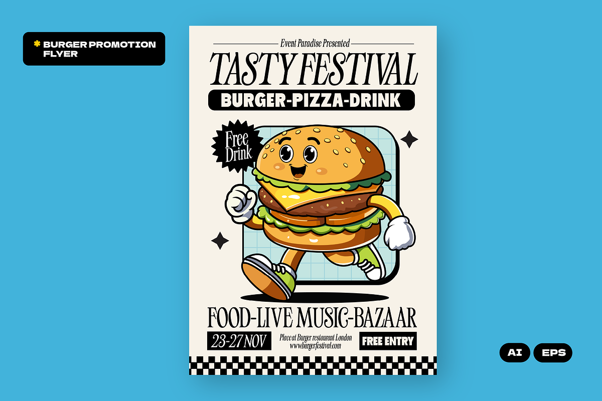 Burger Promotion Flyer, a Flyer Template by Fortunes Co