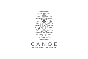 canoe line art minimalist icon logo, a Branding & Logo Template by PrastHF
