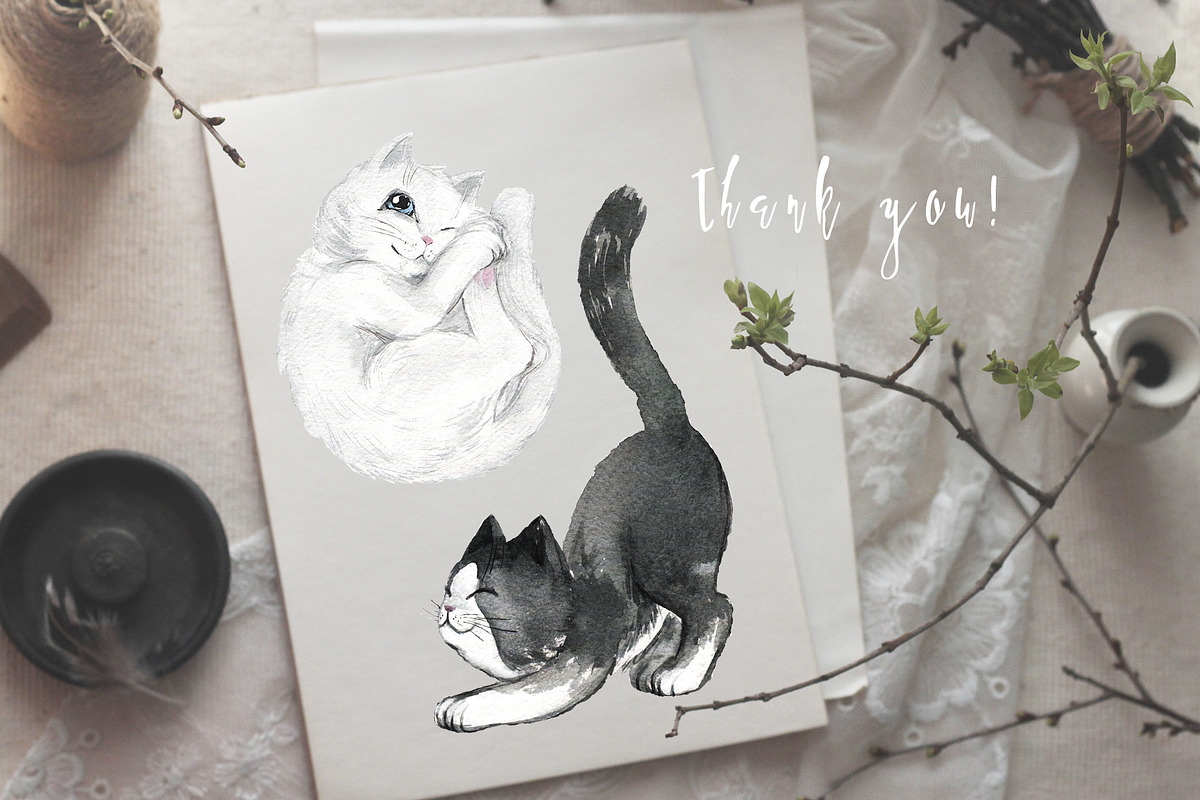 MEOW-MEOW watercolor kittens, an Animal Illustration by MarieNadorova (Photo 4 of 5)