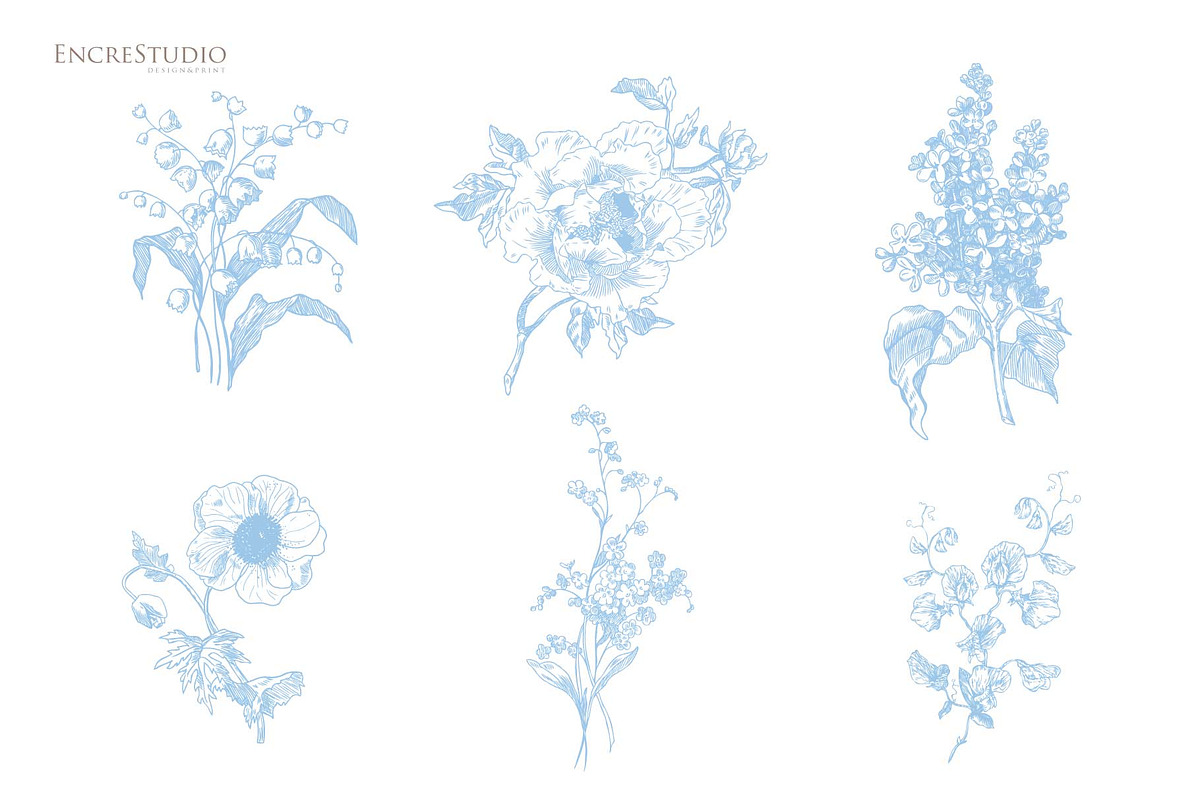 Spring Toile Pattern & Elements, a Pattern Graphic by Encre Studio (Photo 2 of 7)