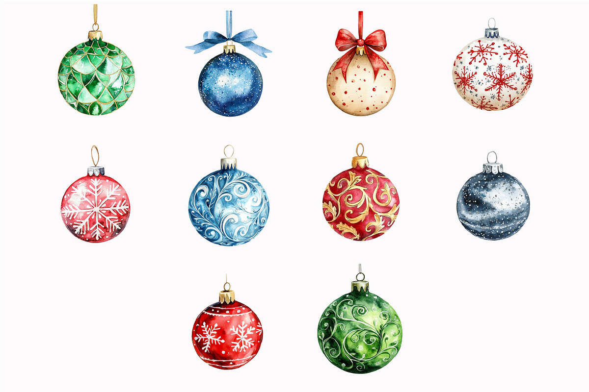 Watercolor Christmas Balls Clipart, an Illustration by Design Market (Photo 4 of 4)