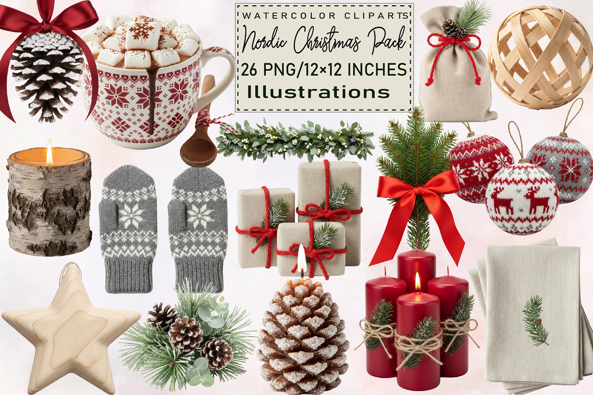 Nordic Christmas Elements Pack, an Illustration by SVGArt (Photo 1 of 8)
