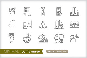 Minimal conference trade show icons, an Outline Icon by Picture Window