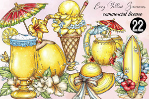 Watercolor Cozy Yellow Summer Clipar, an Empty State Illustration by SVGArt