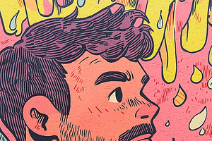 Serious moustached man, comic-book, a Person Illustration by Sybillla