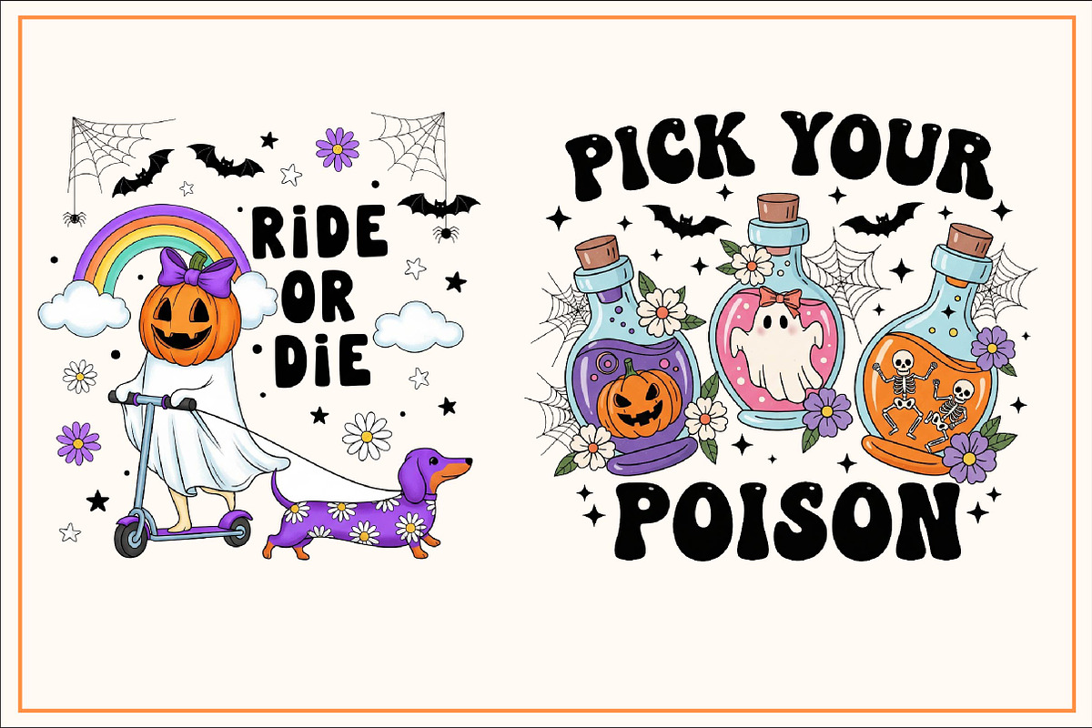 Groovy Halloween Sublimation Bundle, a Work Illustration by Dream Creation (Photo 4 of 11)