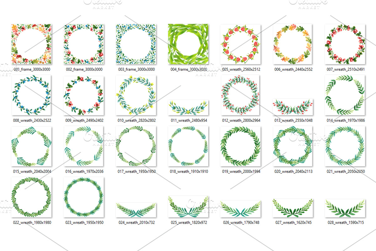 Watercolor wreaths and frames, an Illustration by Evgeniia Zagreeva (Photo 2 of 3)