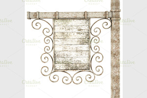 Old wooden signboard