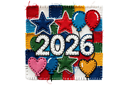 Patchwork New Year 2026 Clipart, a Decorative Illustration by Creative design (Thumbnail 6 of 7)