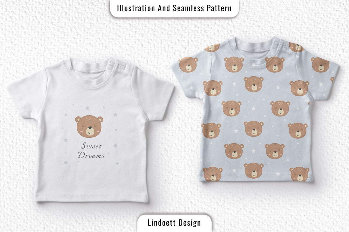 Cute seamless pattern featuring bear, a Pattern Graphic by lindoet23 (Photo 2 of 3)