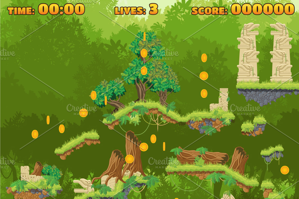 Jungle Jump Game elements, an Illustration by quicky (Photo 3 of 5)
