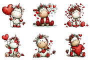 Whimsical Valentine Unicorn Clipart, an Illustration by Dream Creation (Thumbnail 2 of 6)